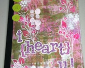 Altered Art Mixed Media Journal Composition Book Handmade I heart You
