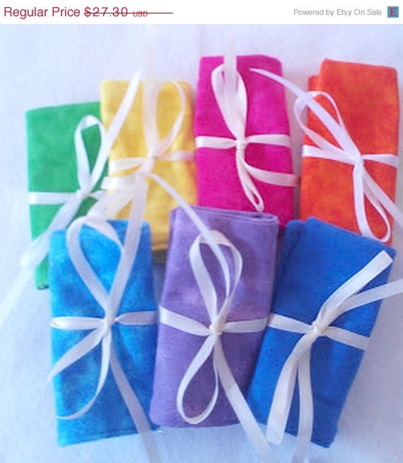 SALE Crayon rolls perfect for Easter baskets 8 count crayon rolls Set of 7 Party Favors  either ribbon or elastic closures  Quantity discou