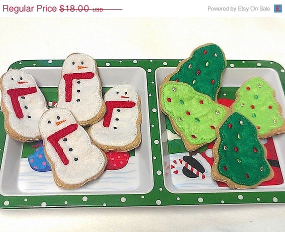 SALE Christmas cookies Snowmen and Christmas trees Set Of 8 Great stocking stuffers or christmas decorations we can add a loop to make orda Il_170x135