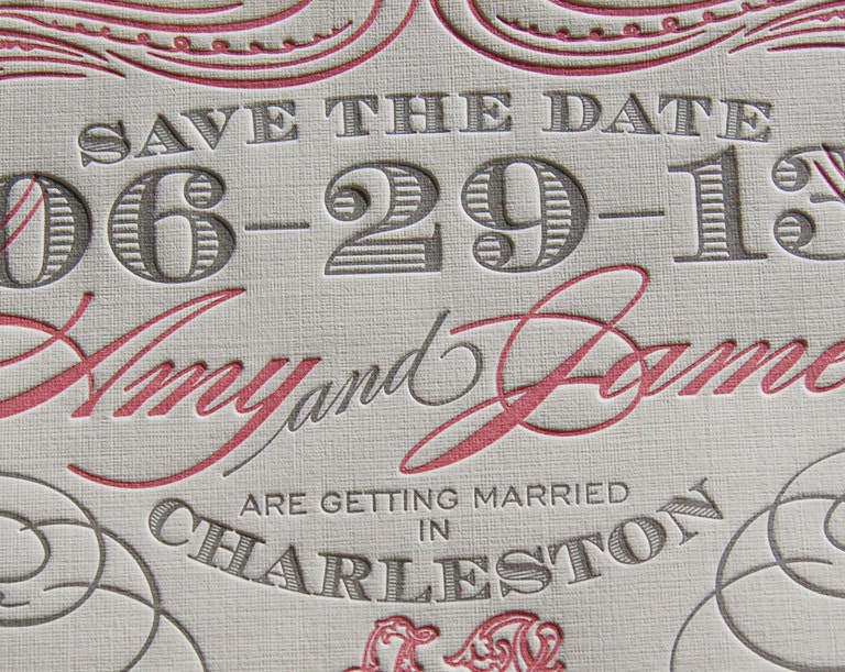 Letterpress Save the Date - Flourish - Sample