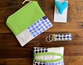 Coin Purse, Keychain, Tissue Case: Organize Your Purse Kit in Avocado & Spots.