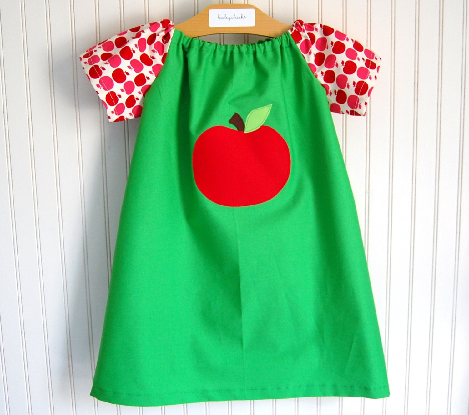 Apple Dress - Short Sleeve Peasant Style Sizes 12-18 MOS, 2/3T, 4/5T, 6/7 by The Trendy Tot