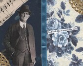 Handmade Collage Art Card Vintage Style Whimsical Word Art Geekery Original Quirky Handsome Retro Man -- He's Just Not Reasonable