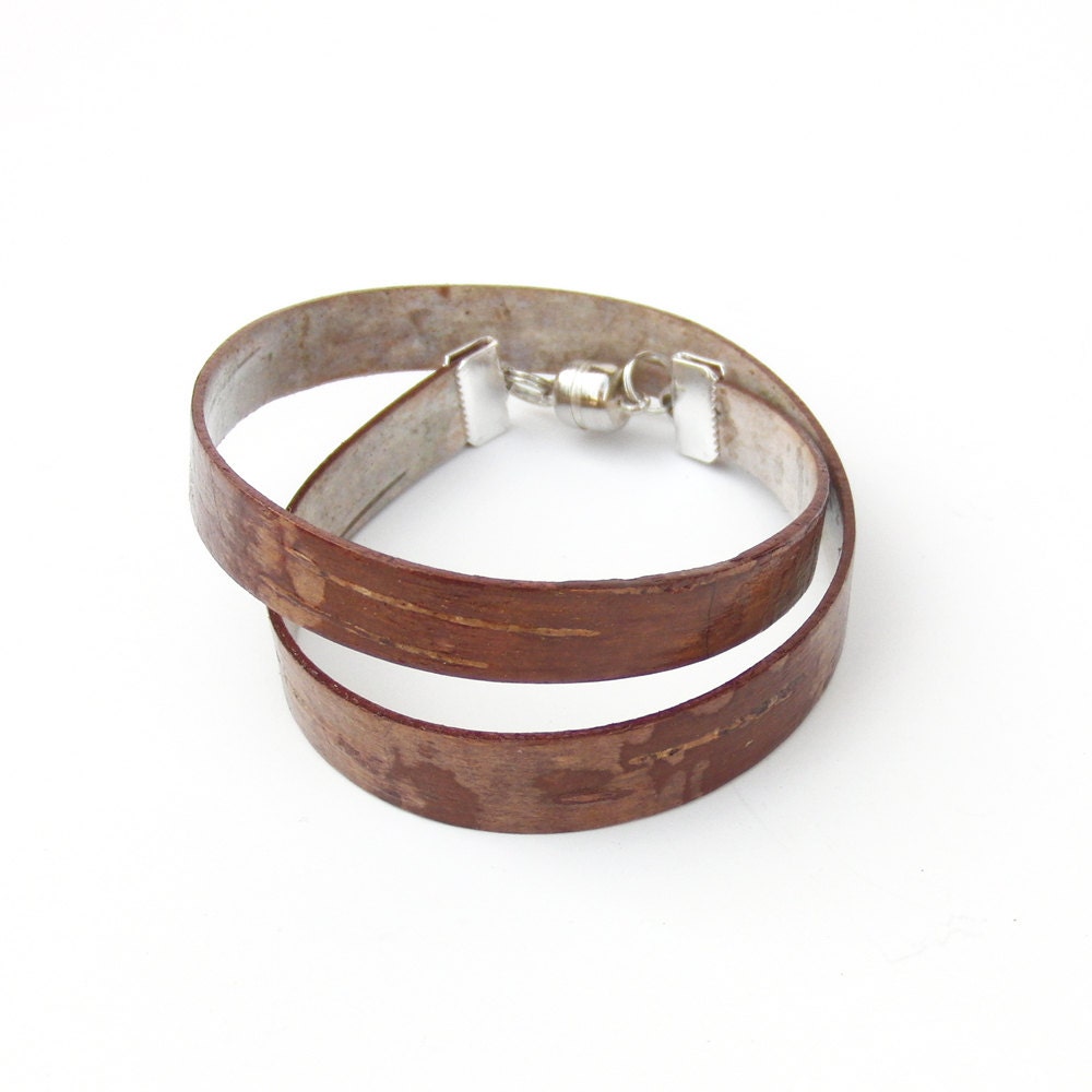 Wrap bracelet made from birch bark