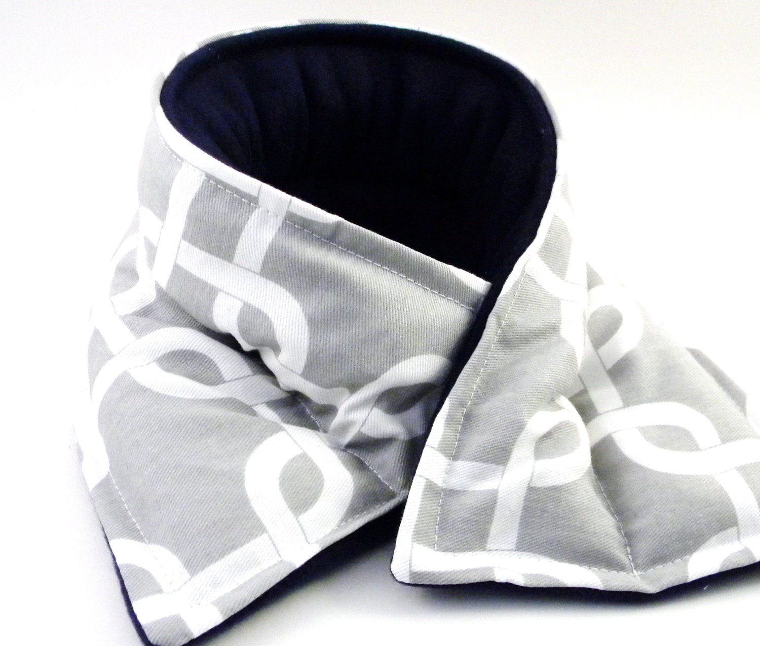 Heat Wrap Hot Cold Therapy Neck Wrap Pack, Microwave Heating Pad, Navy Grey Geometric Rice Bag Heat Pack