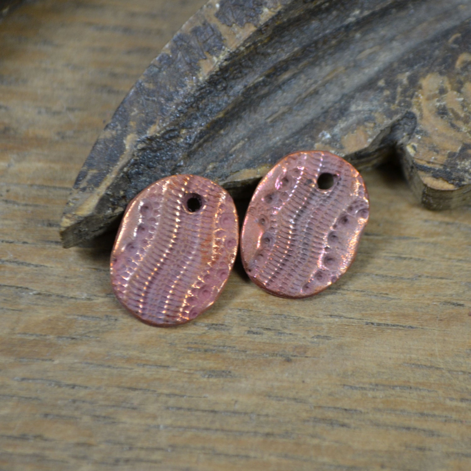 Handmade Copper SnakeskinTab Charms