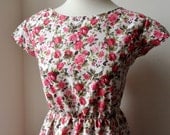 Floral Dress / Vintage Floral Fabric / English Rose Dress in Subtle Pink / Handmade/ Choose Your Size
