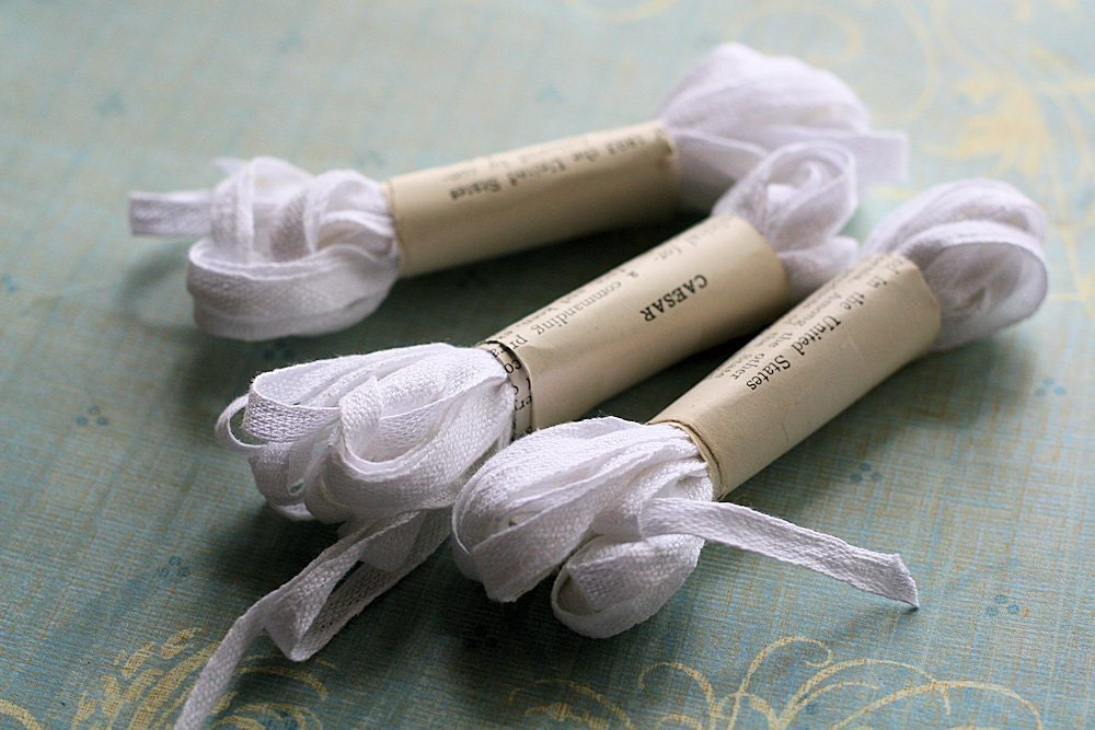 New Item 5 Yards White Cotton Ribbon 1/4 inch wide tag ties