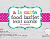 A La Carte FOOD BUFFET CARDS (Editable) - Tent Fold diy Digital Printable File Il_170x135