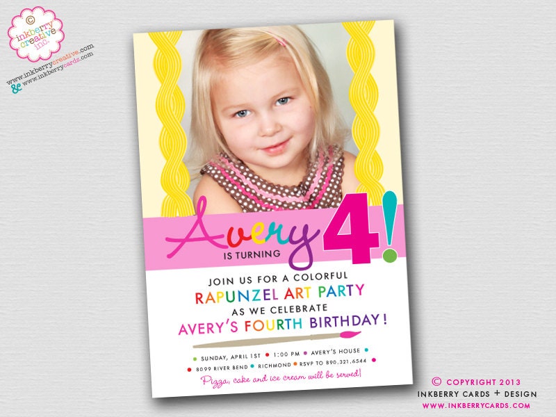 Rapunzel Inspired Art Party Invitation (Digital File - Printed Cards Also Available) Il_170x135