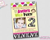 Wild Birthday Celebration - Zoo, Jungle, Animal or Zebra Party Invitation (Digital File OR Cardstock Printed Cards Also Available) Il_170x135