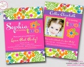 Colorful Luau Pool Party Invitation (Digital File - Printed Cardstock Cards Also Available)