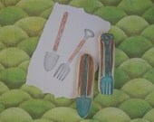 Garden Tool Rubber Stamp Set Hand Carved