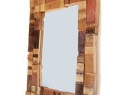 Mirrage, Large Wall Mirror recycled oak wine barrel staves, wood