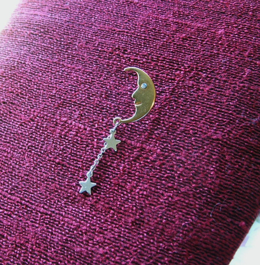 Moon and Star Lapel Pin / Tie Tac by Avon