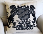 BLACK LIONS CREST Large Sofa pillow cover  22x22