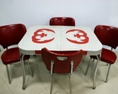 FREE SHIPPING Vintage 1950s Red Kitchen Diner Table set with 4 chairs