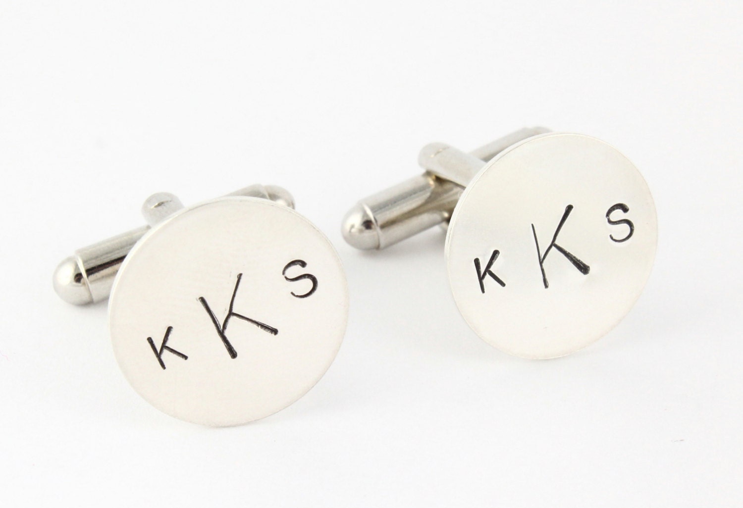 Personalized Sterling Silver Cufflinks With Gift Box - Custom Cuff Links - Monogram Cufflinks - Shirt Fasteners - Groomsmen Gift
