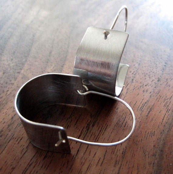 Modern Silver Stirrup Earrings