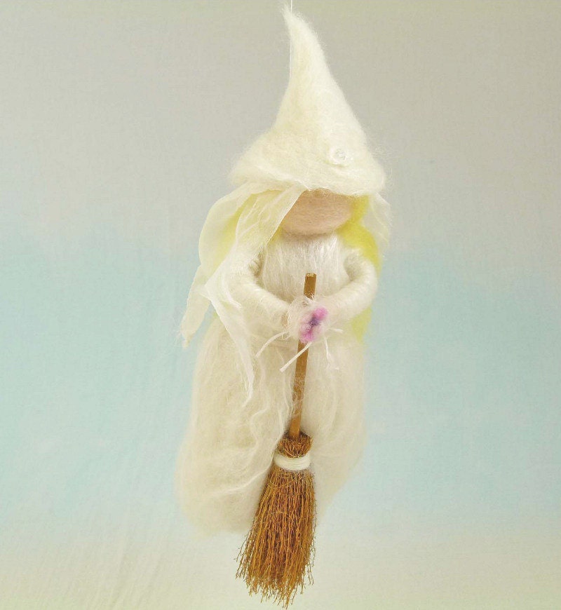 Wedding Witch Bride Needle Felted Wool Doll