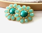 Mint flower post earrings