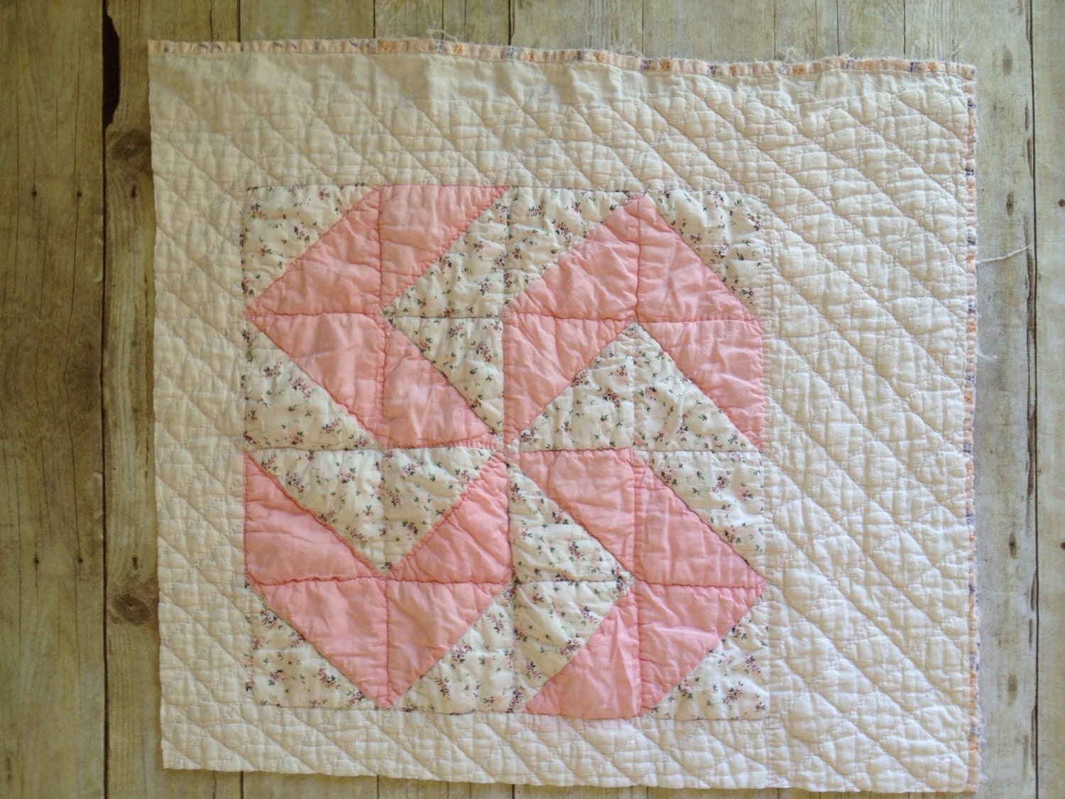 Sale Vintage Quilt Piece, Newborn Photography Basket Stuffer, Prop Set