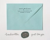 Amery Handwritten Address Stamp:  your choice of self-inking or red rubber