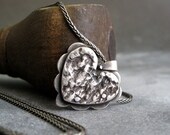 PENDANT recycled sterling silver hand cast heart