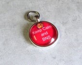 Keychain Purse Dangle Fob Silver Keep Calm and BNS Shop Knit BNR Etsy Create Plot Bead  Red
