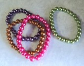 1 Stretch Bracelet Glass Pearls 8mm Choice of Colors  Purple, Green, Gold