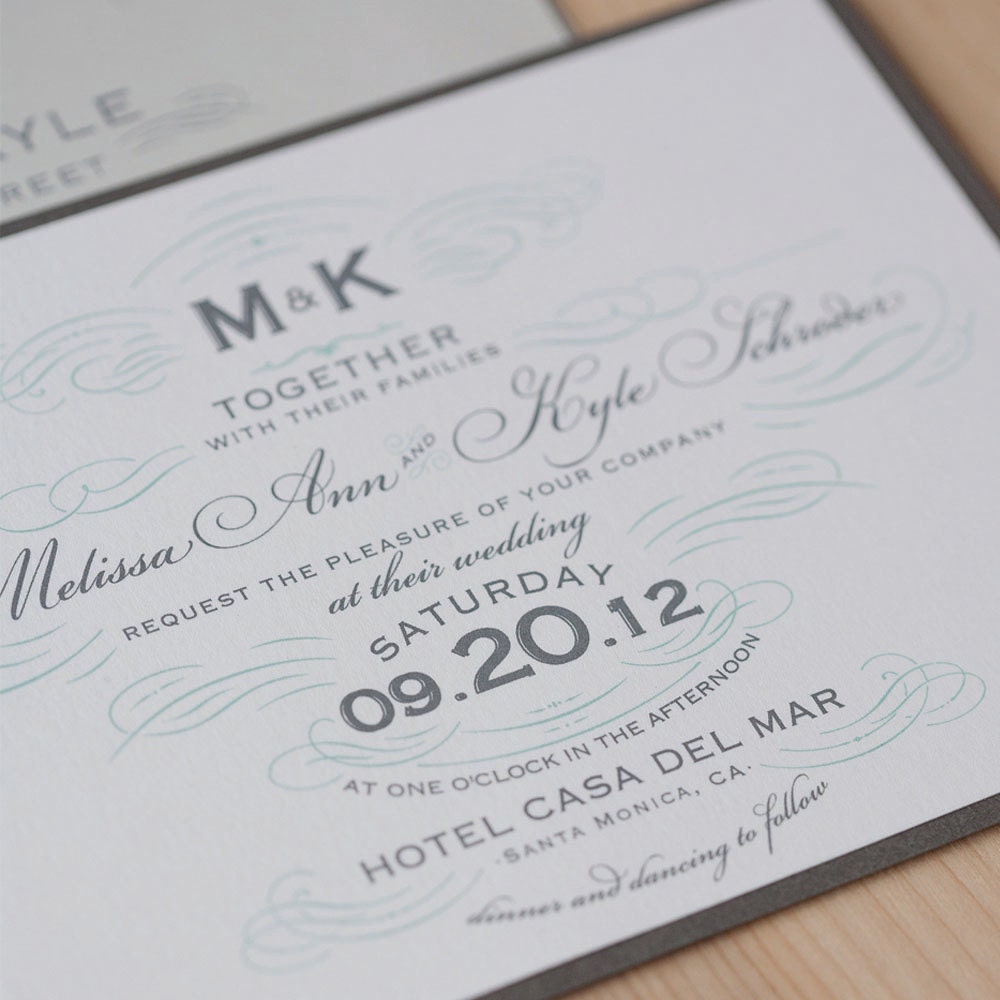 Vintage Wedding Invitation, flourish, letterpress invitation, apothecary invitation, romantic elegance with bakers twine and monogram tag.