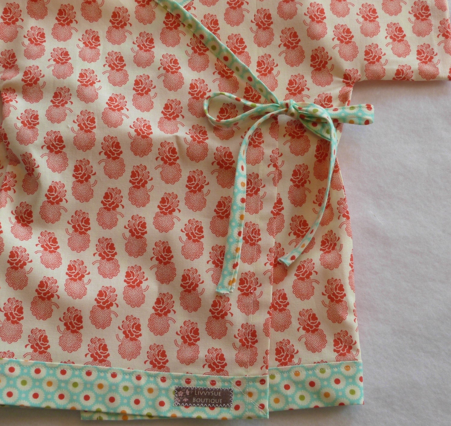 Original LivvySue Kimono Top - Raspberry Kimono Top- Sizes 0-6 mth to 2T