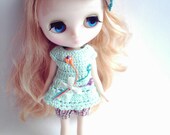 OOAK crocheted top & bloomers set (Mint) for Middie Blythe or Lati Yellow