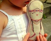 Native American Indian doll/ Linen Plush Doll/ Stuffed Toy/ Decor - Tallulah - Made to order-FREE WORLDWIDE SHIPPING