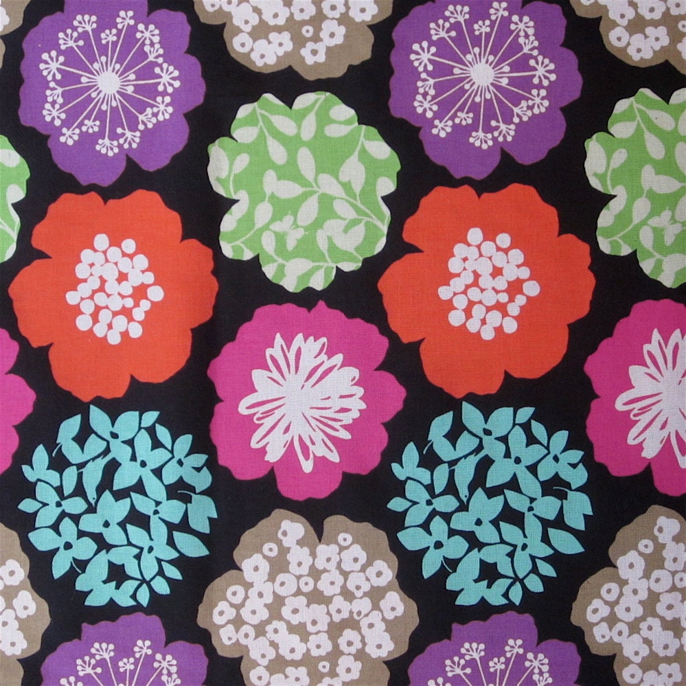Echino decorator print - fat quarter of black Bloom
