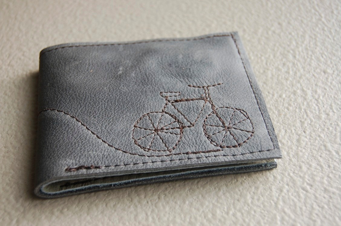 little bike repurposed leather wallet--made to order