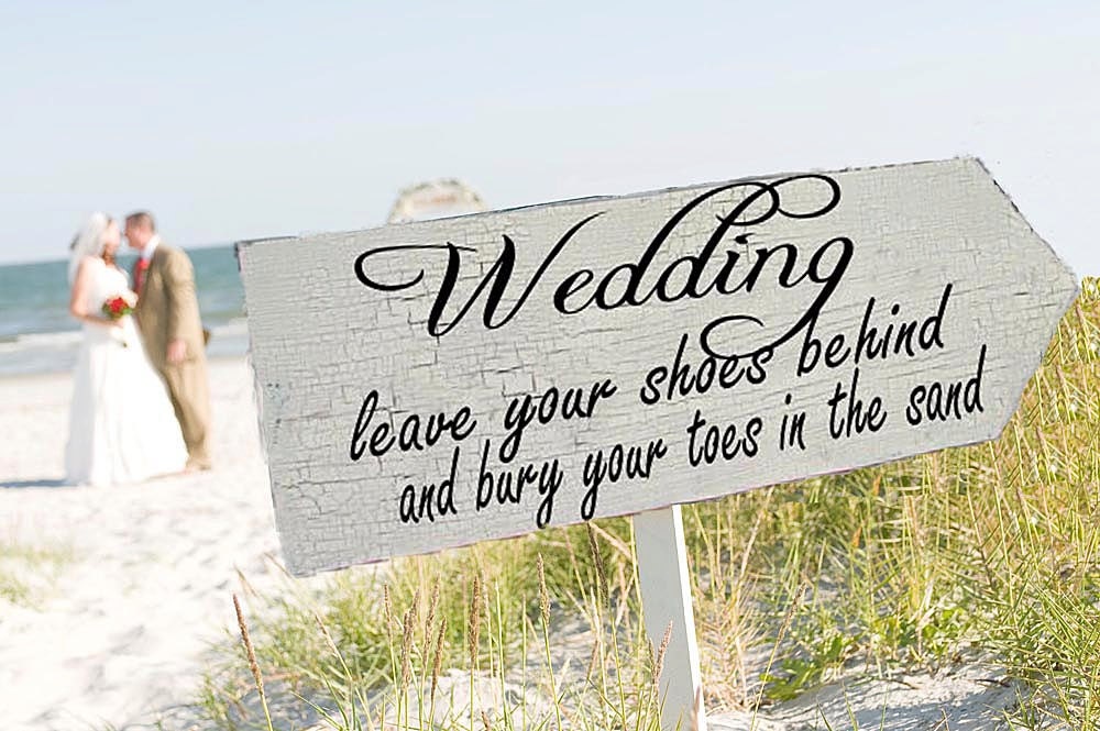 Beach Wedding Sign ARROW FREE stake 24x8