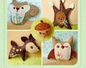 Woodland Animals Wool Felt Squirrel Owl Tree Acorn Deer Natural MADE TO ORDER