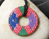 Stunning Purple and Blue Diamond Upcycled Origami Paper Washer Pendant Necklace Unique Gift