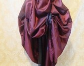 Deep Scarlet Red Self Stripe Bustle Skirt-One Size Fits All