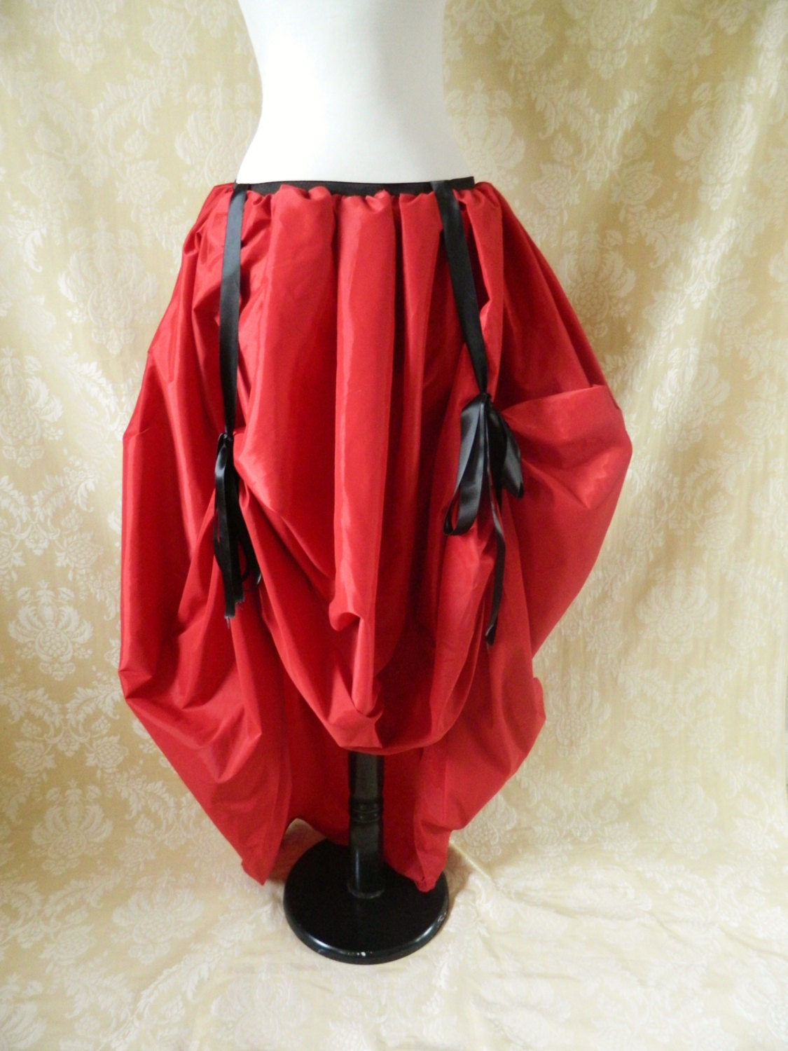 Red Taffeta Bustle Skirt-To Fit Up To A 34" Waist