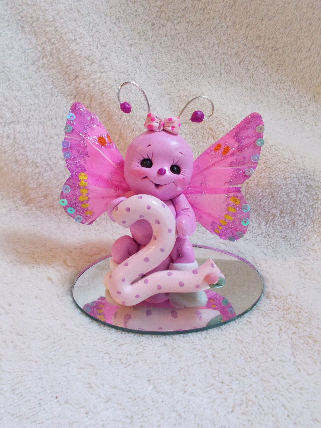 butterfly cake topper birthday Christmas ornament   polymer clay personalized  2 second 2nd  gift