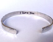 YOU CUSTOMIZE THIS Secret message on Inside- Hammered Cuff Bracelet
