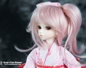 Pink Raining Kitties Wa-Loli Kimono for MSD Mini Super Dollfie, Mini Dollfie Dream and Luts Kid Delf