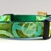 1 inch wide "GreenPeace" batik dog collar in jade, cream and muted blues-- you pick size