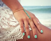 LOVMELY HAND CHAIN. bracelet. slave bracelet. turqouise or coral