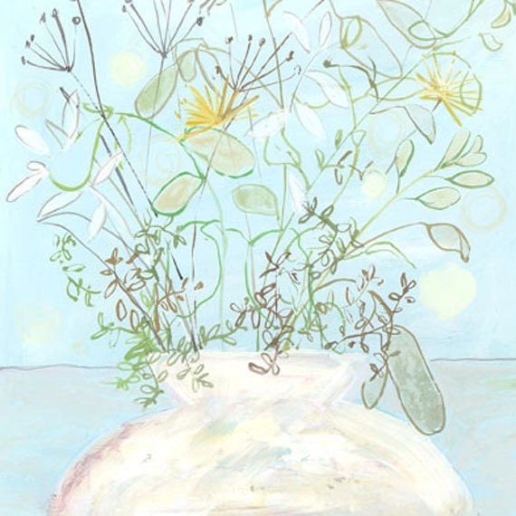 Wildflowers in White Vase Archival Print