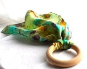 Teething Ring, Custom Dyed Silk / Baby Natural Toy - Waldorf Toy