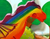 Wooden Toy - Rainbow Dragon (for 2" Wooden Peg Doll or Bendy Doll) / Waldorf Toys
