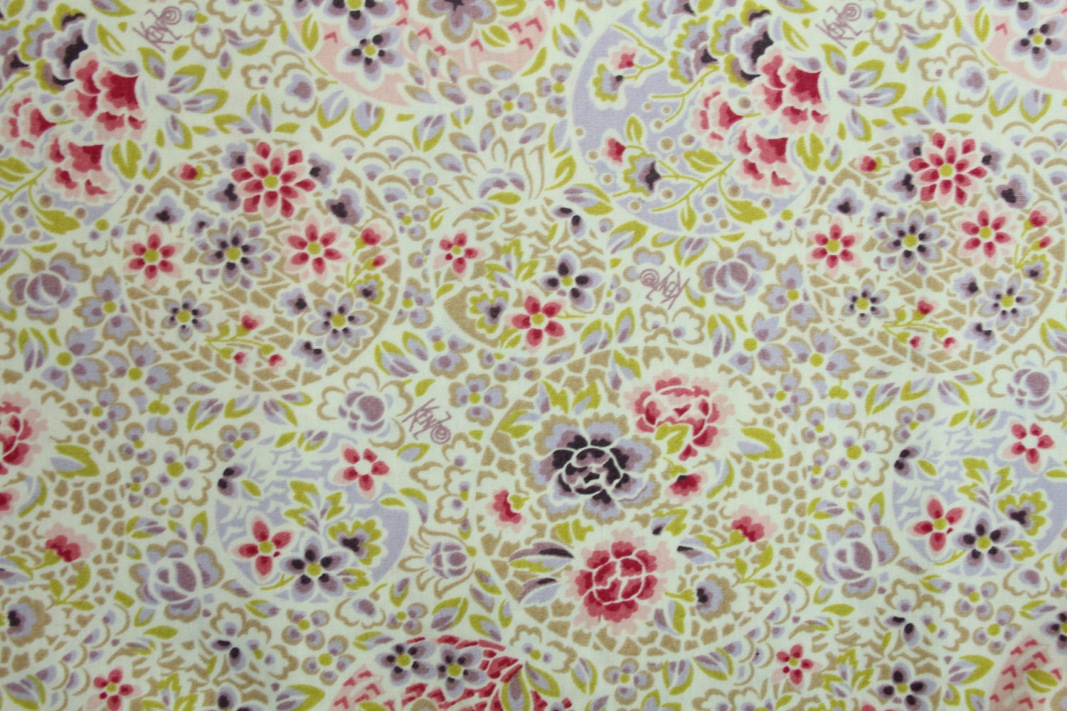 Kenz Peonies Floral Cotton Fabric Cotton Sateen in Lavender and Sweet Pink Woven Designer Fabric